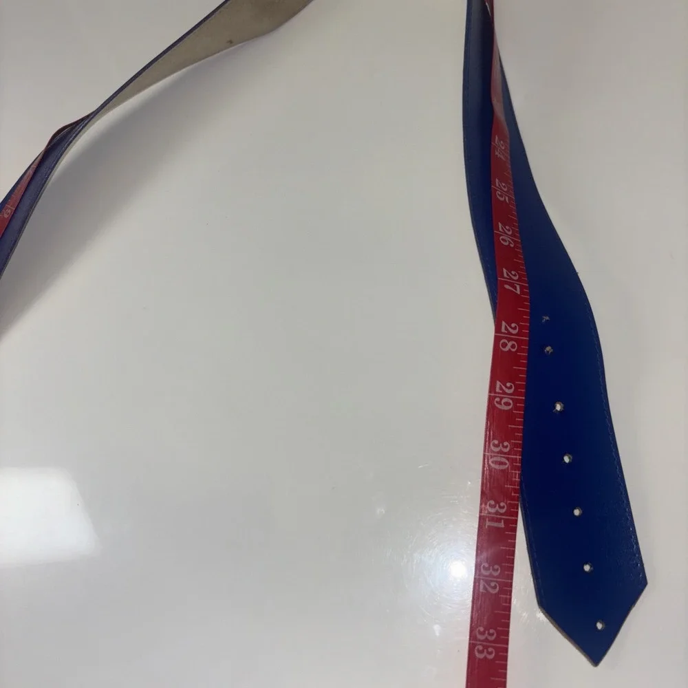 Royal Blue Wide Waist Belt Faux Leather Rectangular Buckle Statement Size M L
